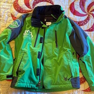 Spyder Kids Vibrant Green and Gray Ski Jacket Size 12